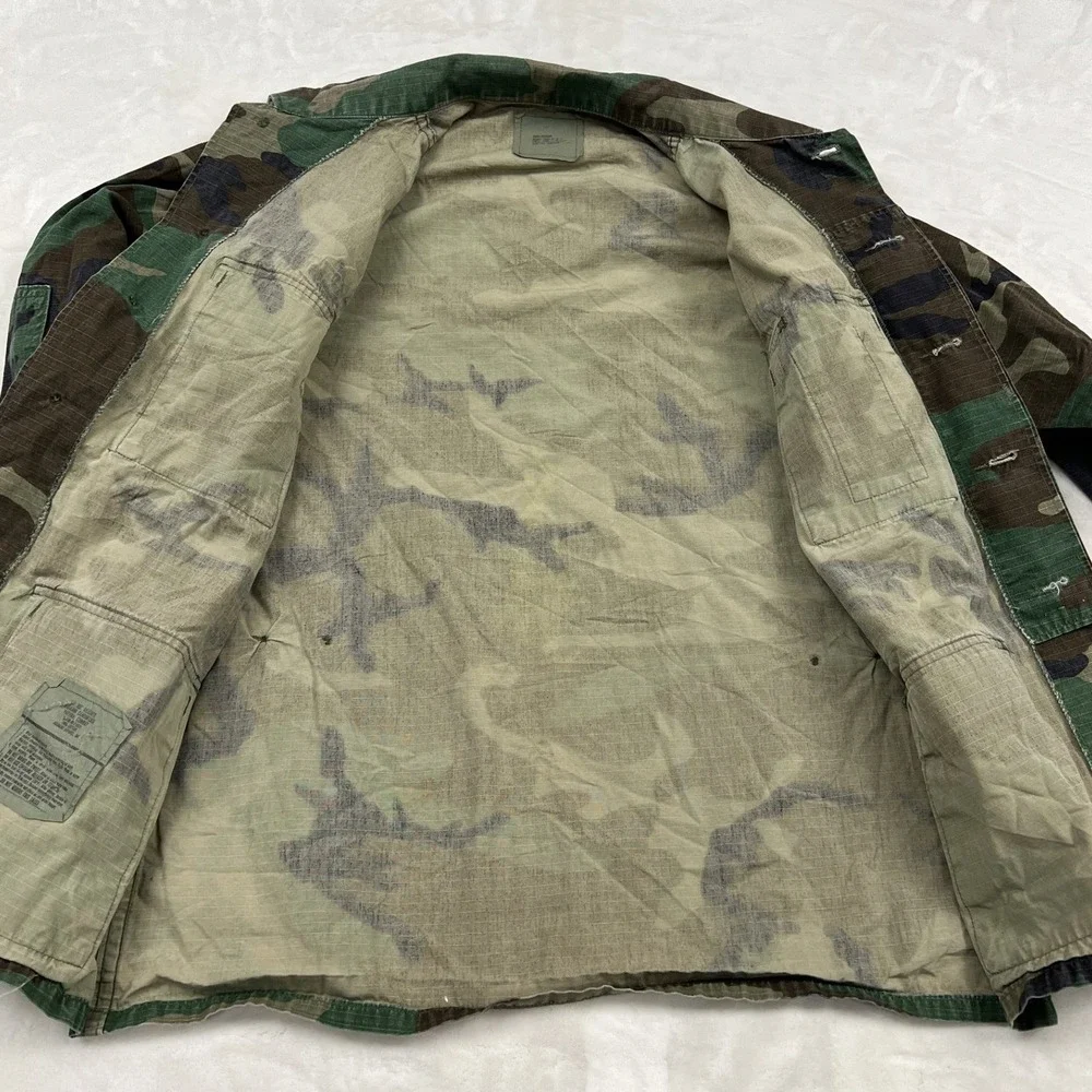 American Apparel Combat Coat Mens Small Regular Green Woodland Camo BDU Jacket